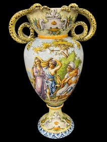 Pottery Urn with Snake Handles