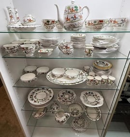 102 Pieces Crown Staffordshire Hunting Scene China