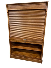 Oak Roll Front Bookcase