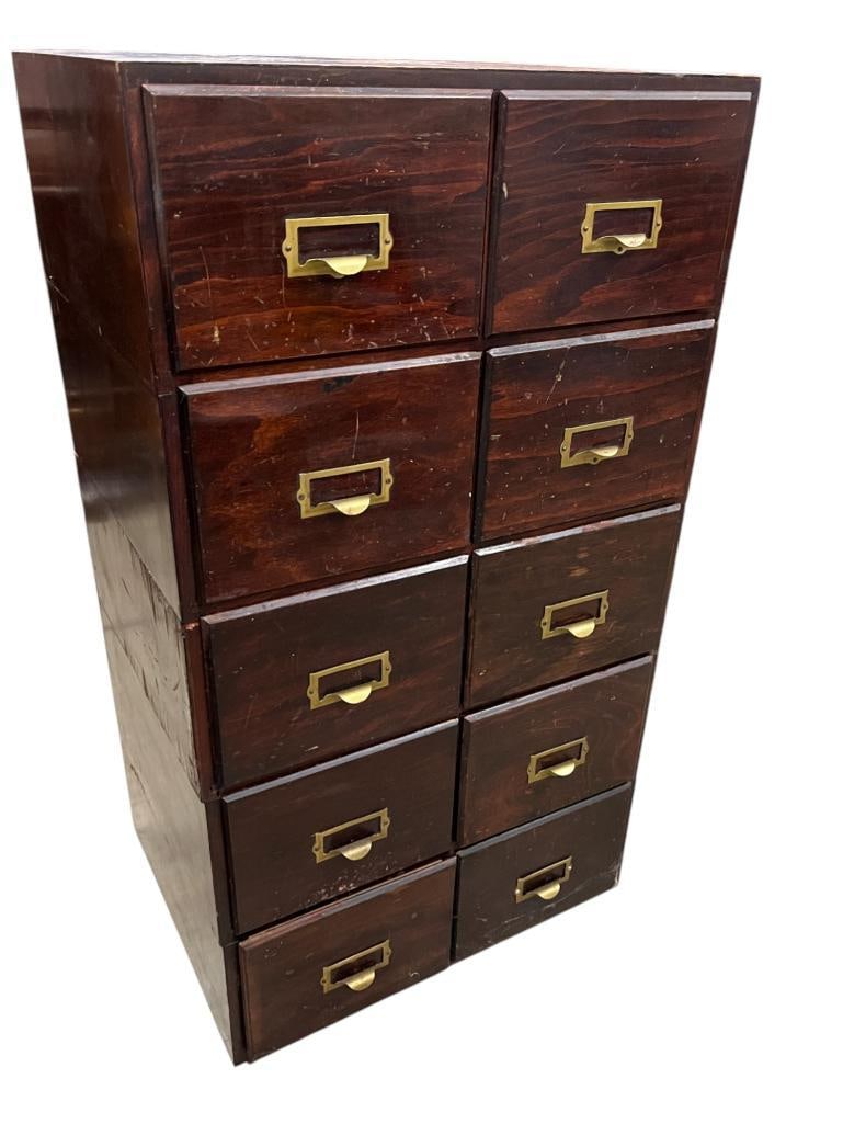 10 Drawer Oak File Cabinet (1 of 4)