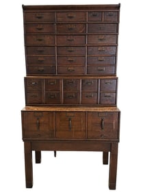 6 Stack 32 Drawer Oak File Cabinet