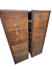 2 Oak 4 Drawer File Cabinets