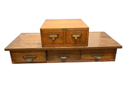 Yawman & Erbe 3 Drawer Cabinet and Lockwood Buffalo NY 2 Drawer Cabinet: Yawman & Erbe 3 Drawer Cabinet and Lockwood Buffalo NY 2 Drawer Cabinet. Yawman approx. 6 x 35 x 18 inches. Lockwood approx. 5.5 x 14 x 16.5 inches.