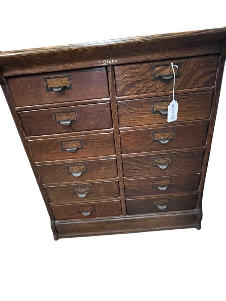 12 Drawer Oak Cabinet (1 of 3)