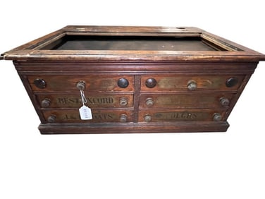 Oak 6 Drawer Spool Cabinet
