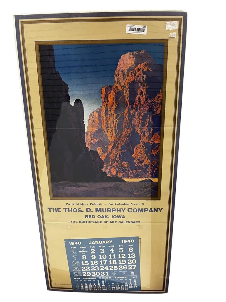 1940 Maxfield Parrish Salesman Sample Calendar: 1940 Maxfield Parrish Salesman Sample Calendar. Rock of ages. Approx. 22 x 46 inches.
