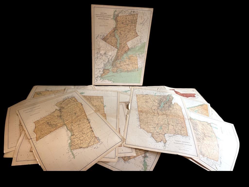 13 Maps of New York c.1900: 13 Maps of New York c.1900. Including, Jefferson & St. Lawrence County, Allegany & Steuben County, Ulster & Orange Counties, Essex County, Hamilton & Herkimer, Franklin County, Warren Saratoga & Washi