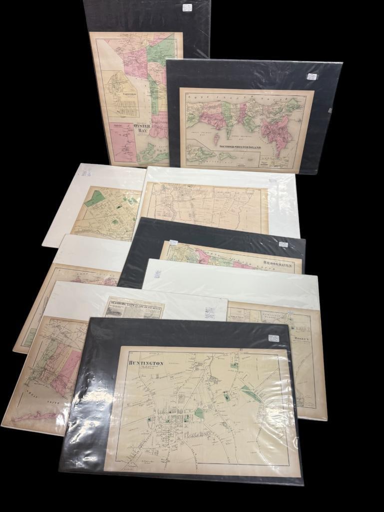 9 Late 1800's Long Island Maps: 9 Late 1800's Long Island Maps. Various sizes. Including Oyster Bay, Patchogue, Brookhaven, North Hempstead, Huntington, Southold & Shelter Island and Riverhead.