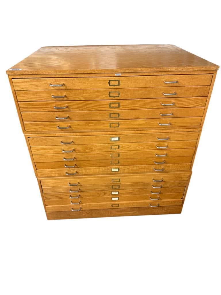 Oak Charrette 3 Section Map Cabinet (1 of 5)