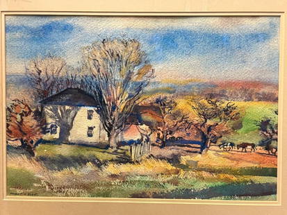 Robert N. Blair signed watercolor: Robert N. Blair signed watercolor landscape. Approx. 14 x 20.5 inches. Frame approx. 22 x 28 inches.