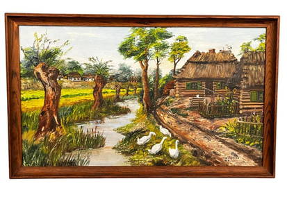 Lydia Darvas signed oil on canvas: Lydia Darvas signed oil on canvas. 1969. Approx. 20 x 35 inches. Frame approx. 23 x 39 inches.