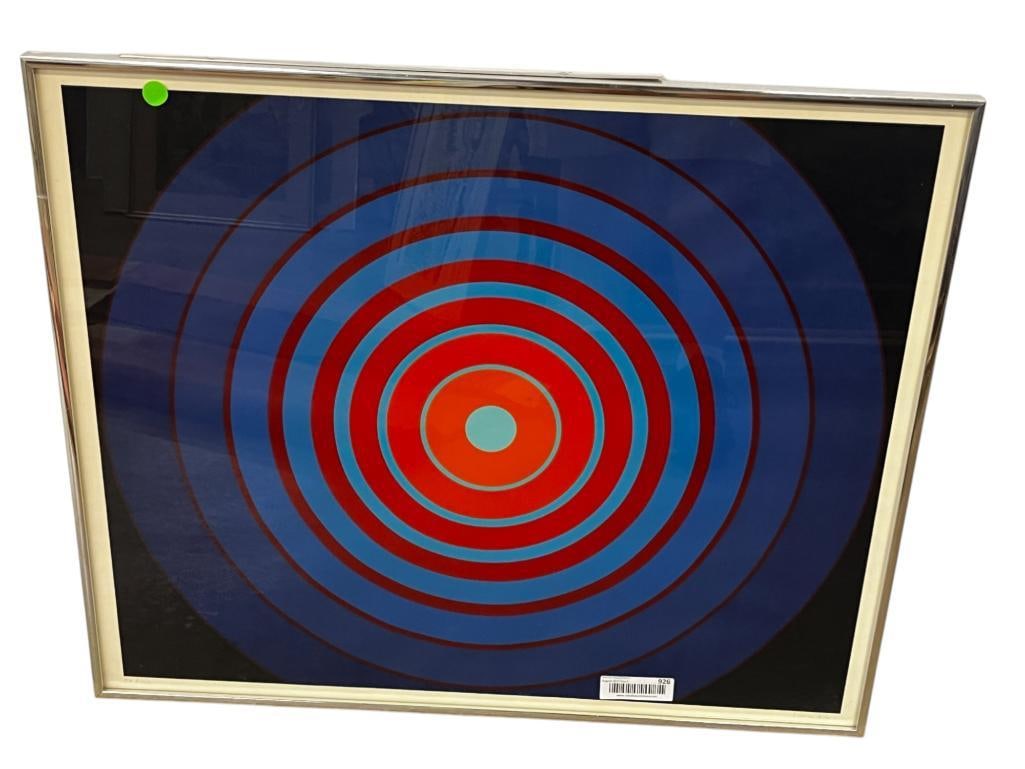 Kyohei Inukai signed & numbered print: Kyohei Inukai (Earle Goodenow 1913-1985) signed & numbered screenprint on paper. 50/100. 1970. Untitled-Target 1. Frame approx. 23.5 x 28 inches.