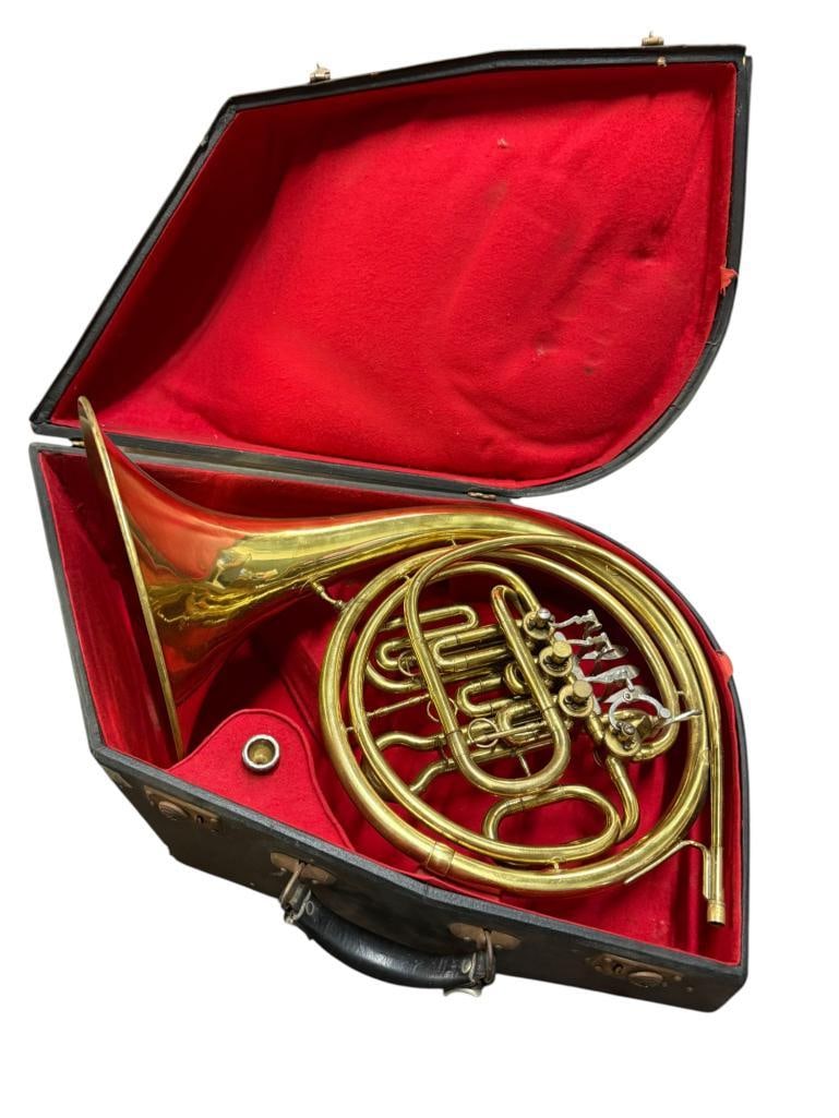 Conn French Horn with Case: Conn French Horn with Case.
