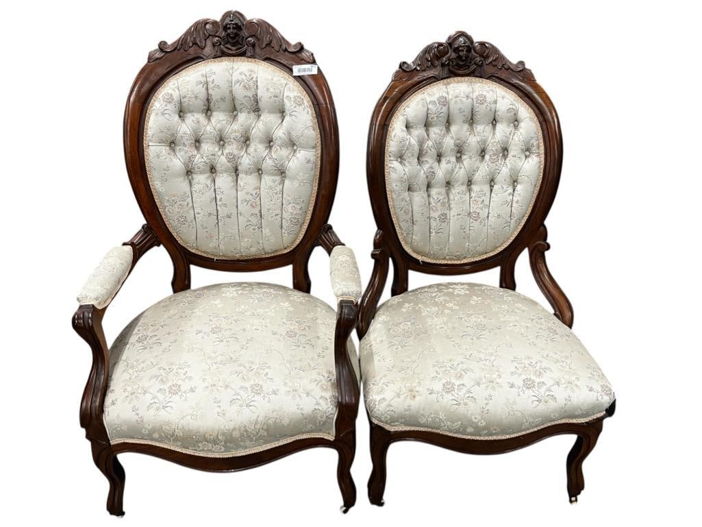 2 Carved Walnut Victorian Chairs (1 of 3)