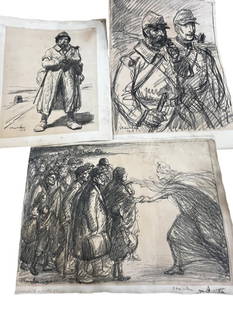 3 Theophile Steinlen signed Etchings: 3 Theophile Steinlen signed Etchings. Approx. 14.5 x 20 inches.