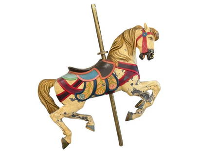 Carousel Horse with pole: Carousel Horse with pole. Approx. 48 high x 60 long x 12 wide, inches. Local pickup or 3rd party shipping only.