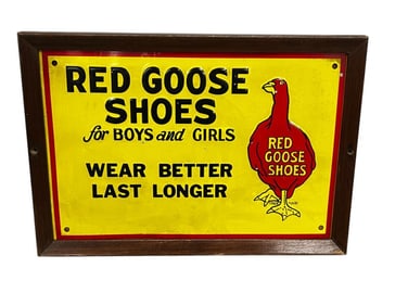 Red Goose Shoes Embossed Metal Sign