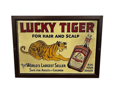 Lucky Tiger Embossed Metal Sign