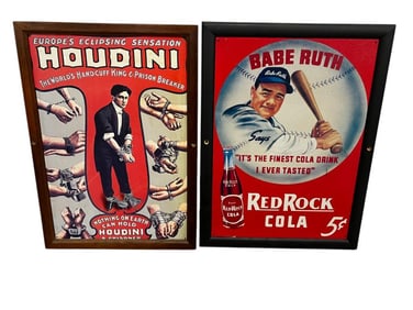Houdini and Babe Ruth Red Rock Cola Signs