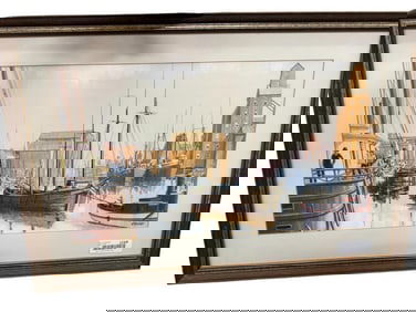 Colosi signed watercolor of Buffalo Harbor