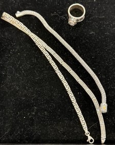 Sterling Silver Bracelet, Necklace and Ring