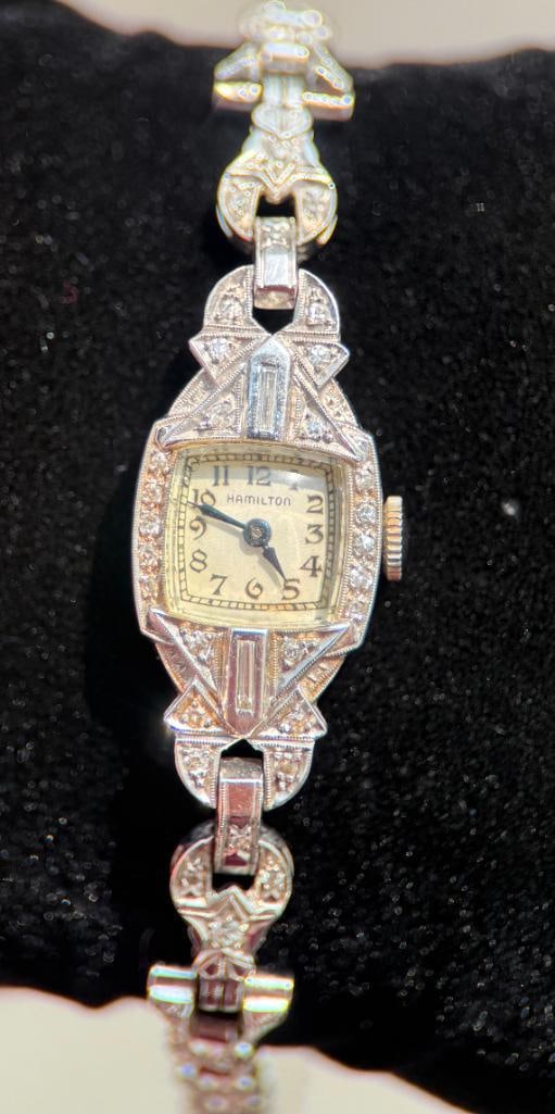 Platinum and Sterling Hamilton Art Deco Ladies Watch: Platinum and Sterling Hamilton Art Deco Ladies Watch