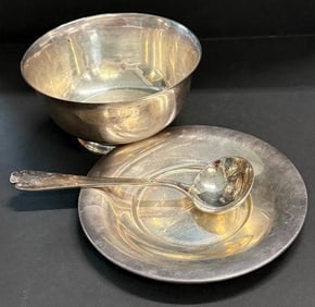 Sterling Silver plate, bowl and spoon