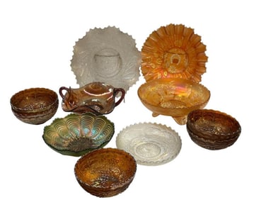 Carnival Glass Bowls and plate
