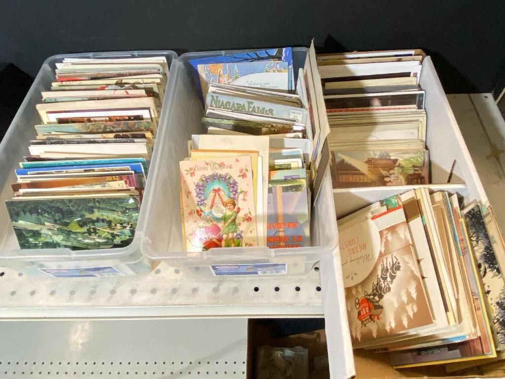 3 Boxes of Postcards and Christmas Greeting Cards: 3 Boxes of Postcards and Christmas Greeting Cards