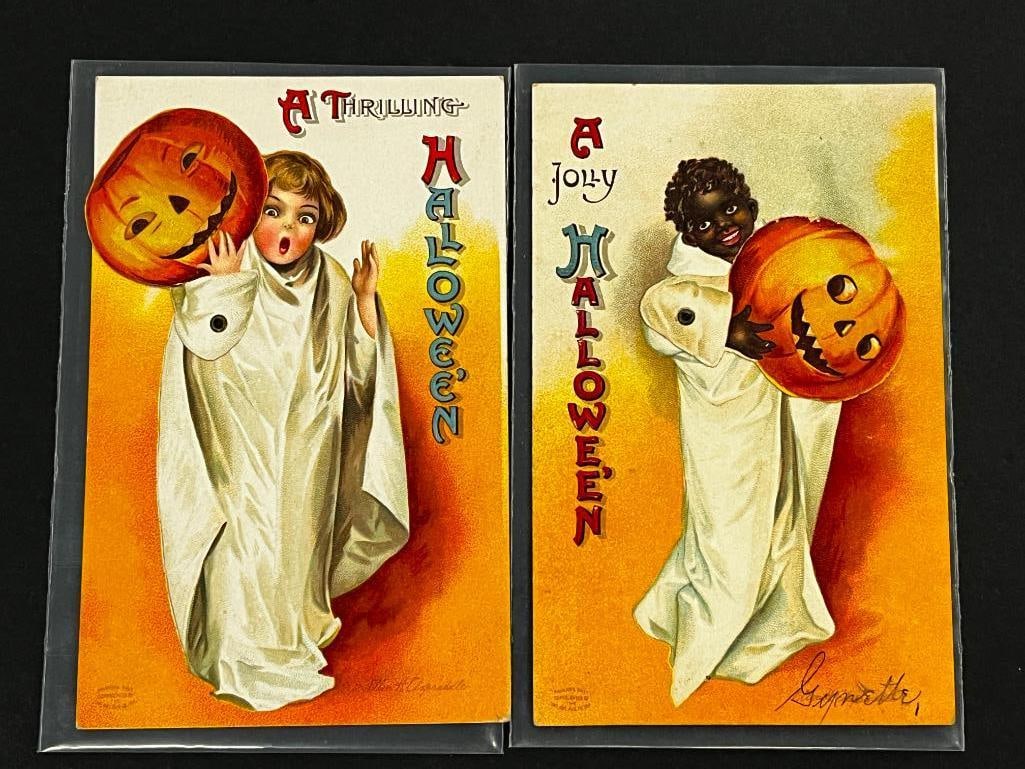 2 Halloween Postcards: 2 Halloween Postcards by International Art Publishing Co.