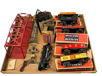 Lionel Trains, Cars, Transformer and more: Lionel Trains, Cars, Transformer, Bridge, Crossing and light. Engine 1684, Cars 1677, 1679, 1682, 1680X and 2689TX. 11 pieces.