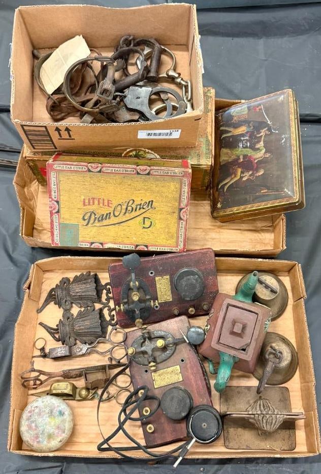 Telegraphs, Bookends, Spurs, Handcuffs etc: Telegraphs, Bookends, Spurs, Handcuffs, Bells, Cigar boxes and more.