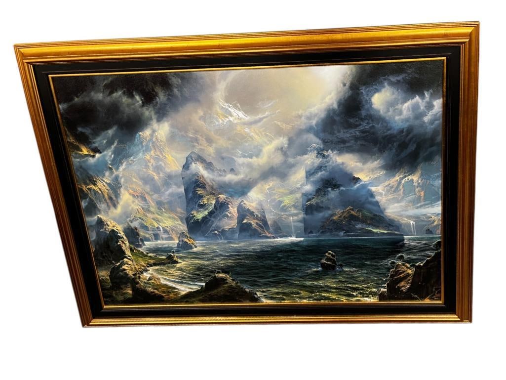 Dale Terbush signed Giclee: Dale Terbush signed Giclee To Stand in the Shadow of God. Number 132/195. Comes with COA. Approx. 30 x 40 inches. Frame approx. 37 x 47 inches.