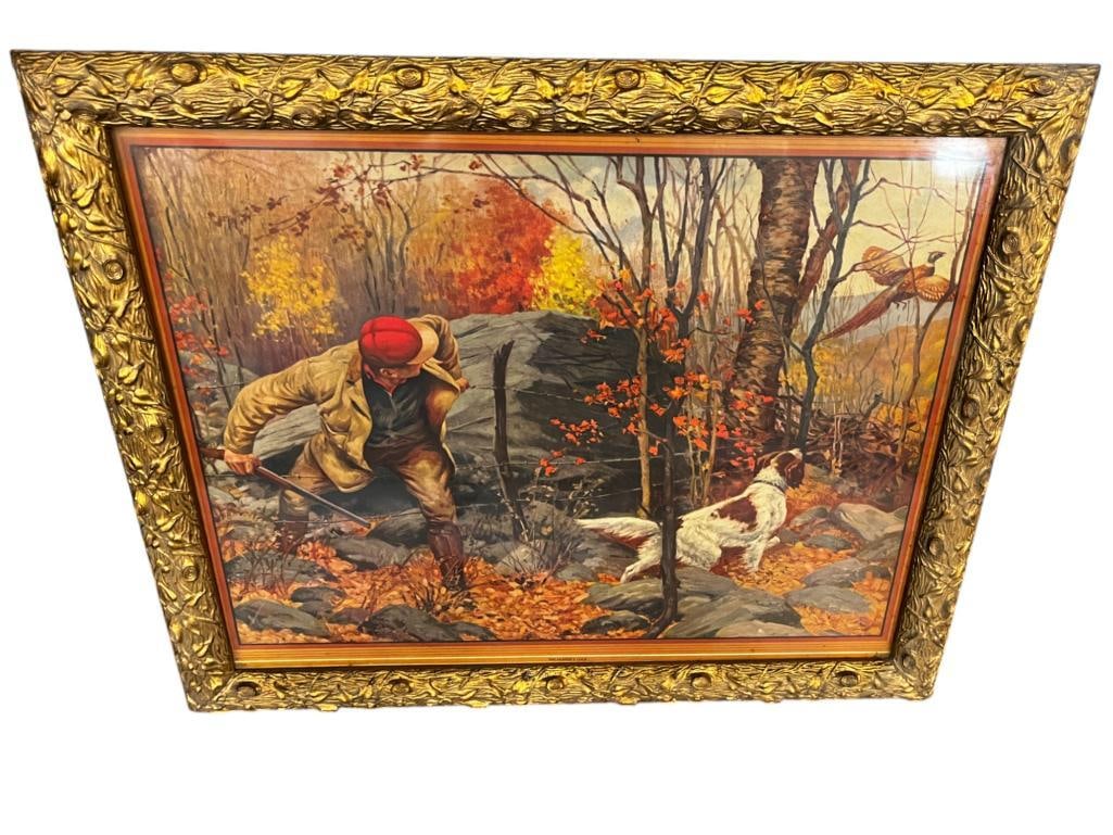Pheasant Hunting Print: Pheasant Hunting Print. Frame approx. 22 x 26 inches.