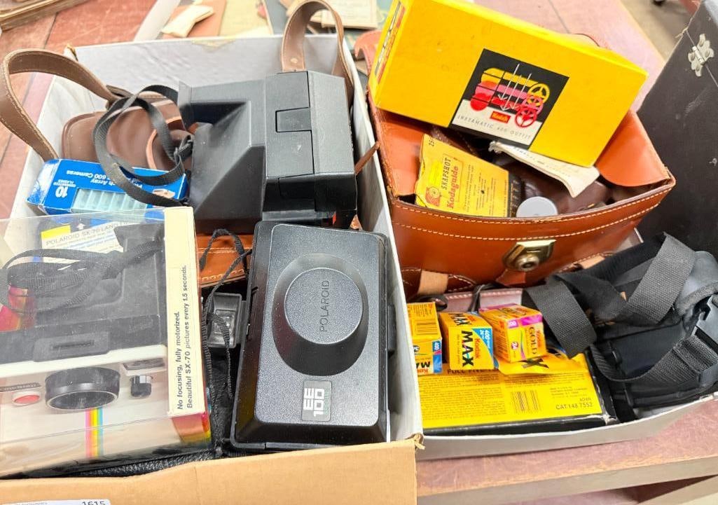 Kodak and Polaroid Cameras and more: Kodak and Polaroid Cameras, rolls of film, flashes etc.