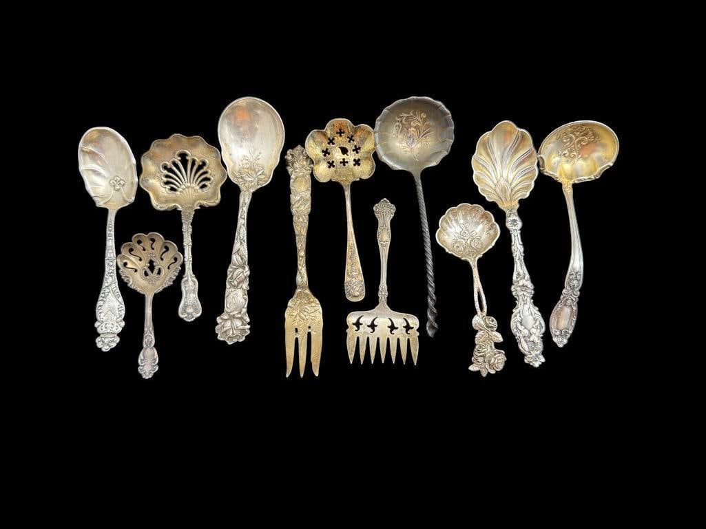Decorated Sterling Silver Forks and Spoons (1 of 7)