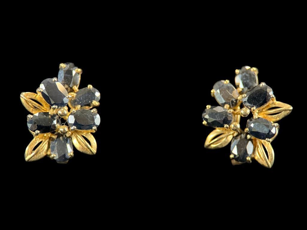 14k Gold Earrings with Dark Green Stones (1 of 3)