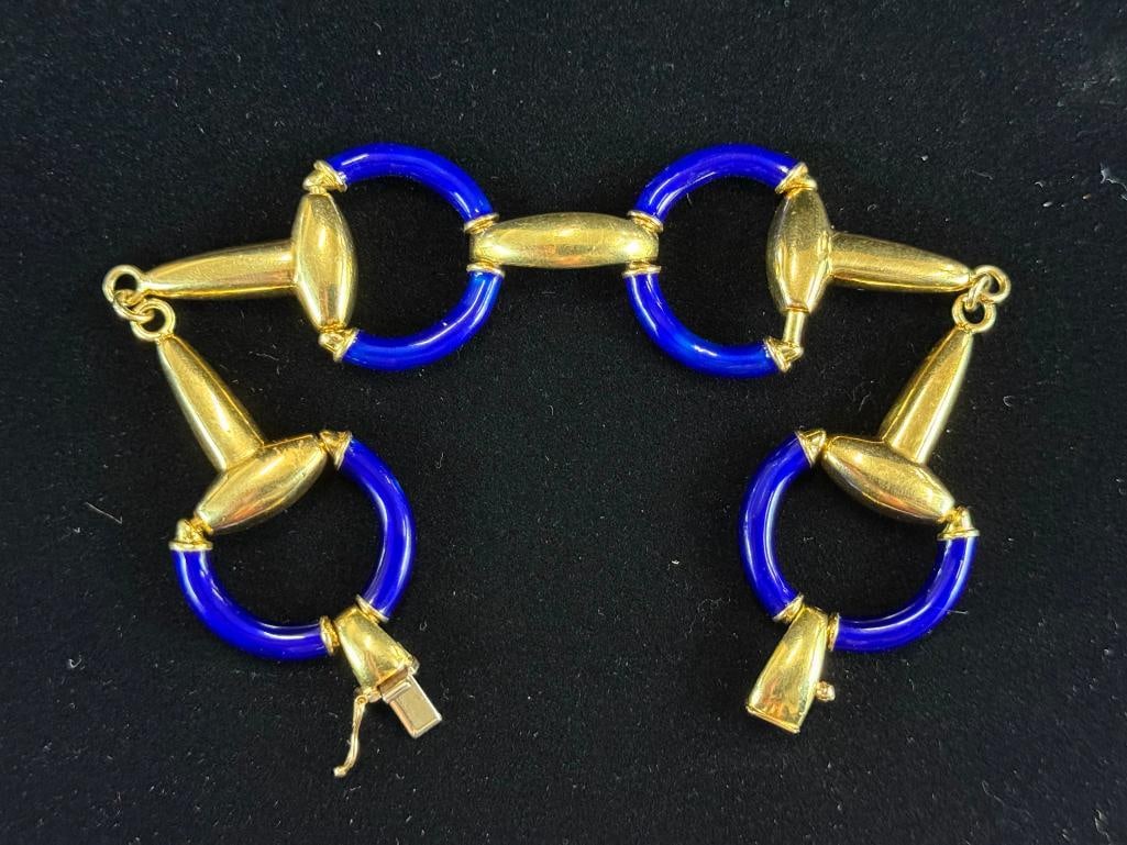 UnoAErre 18k Gold and Enamel Stirrup Bracelet (1 of 4)