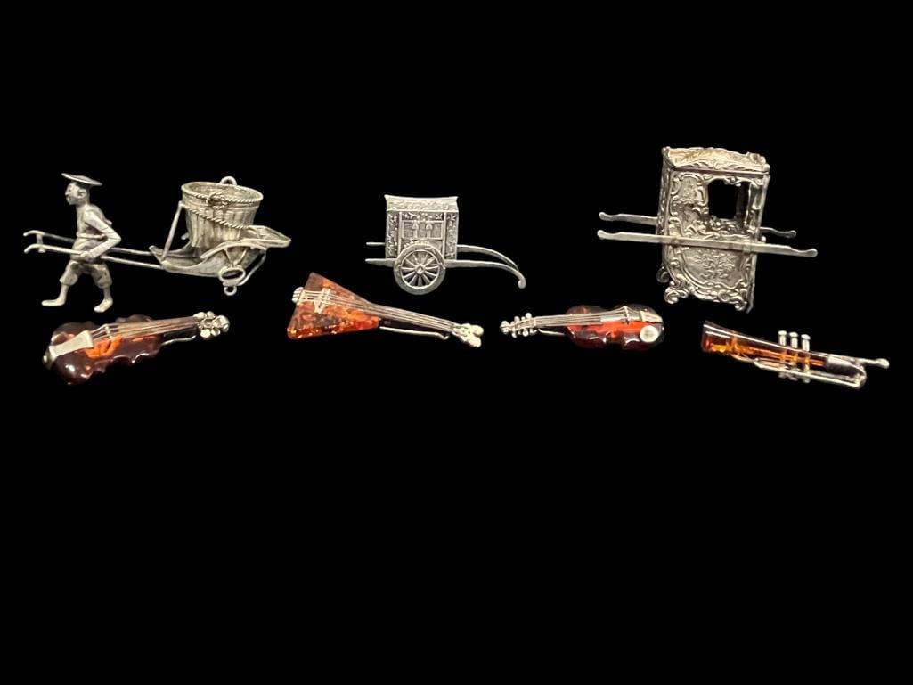 Sterling silver and Baltic Amber Instrument Pins (1 of 10)