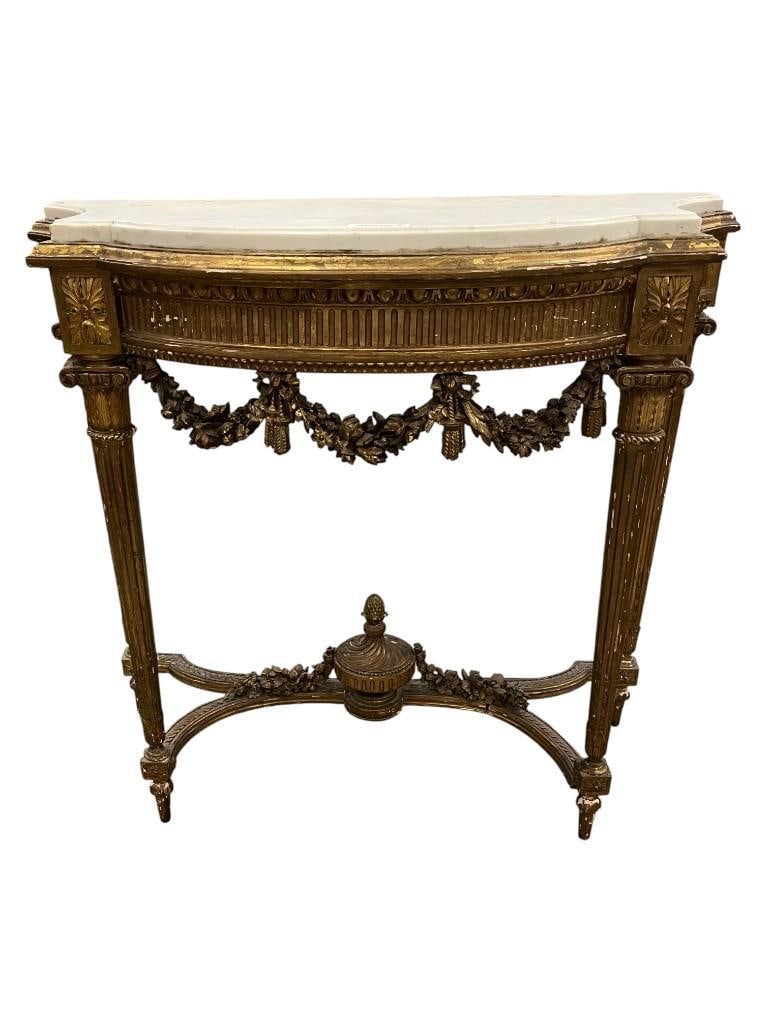 Finely Carved Gold Gilt Marble Top Table (1 of 5)
