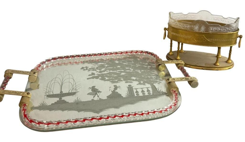 Art Nouveau Jardiniere and Venetian Glass Tray (1 of 6)
