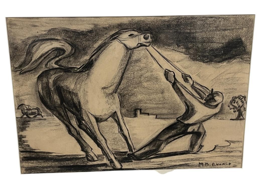 Marion Butler Ewald signed drawing: Marion Butler Ewald signed drawing. Approx. 14 x 19.5. Mat approx. 22 x 28 inches.