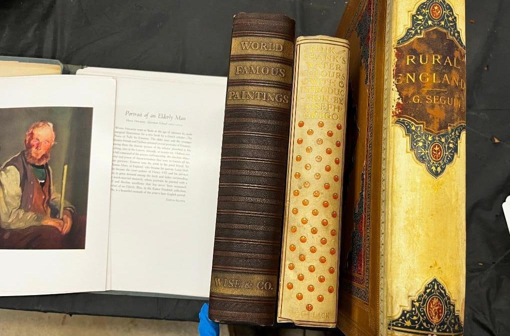 Art Books and Edwin Seaver Prints: 3 Art Books and Edwin Seaver Prints, including: World Famous Paintings edited by Rockwell Kent - 1939, Rural England Loiterings Along the Lanes, The Common Sides, and Meadow Paths with peeps into the