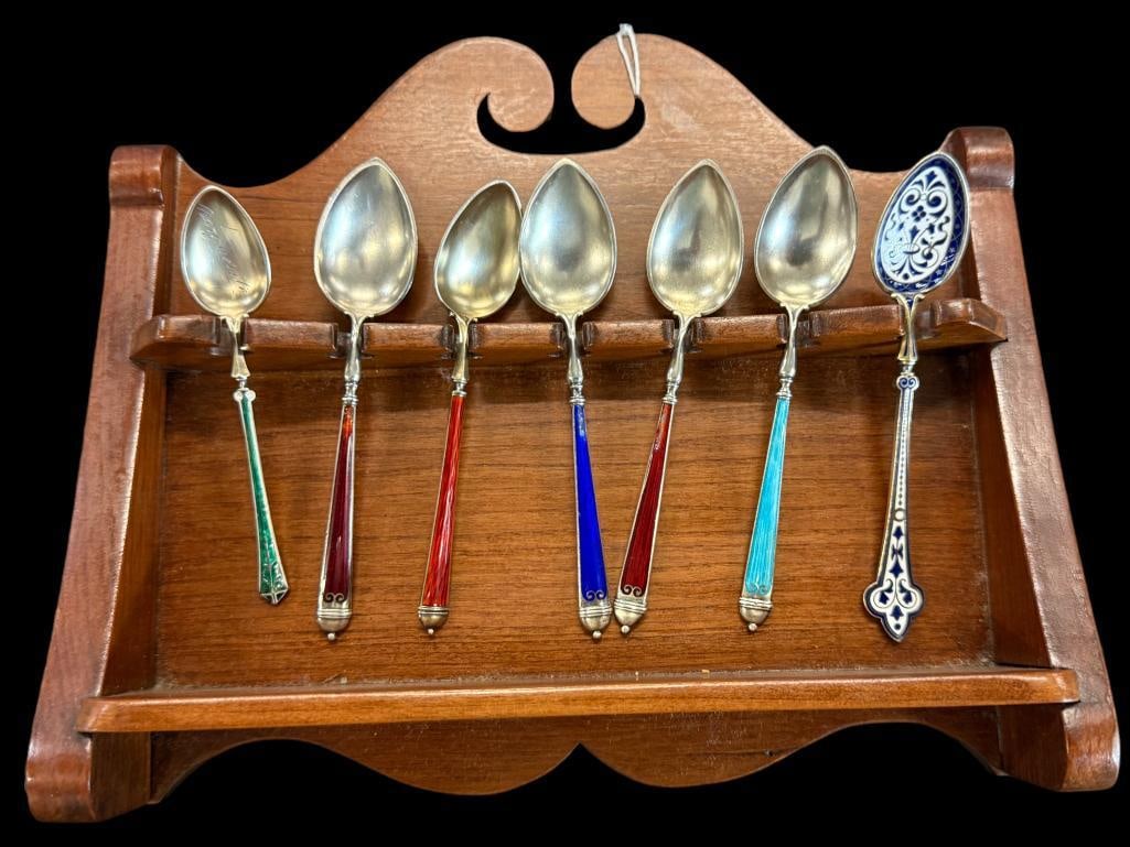 7 Sterling Enameled Spoons (1 of 4)