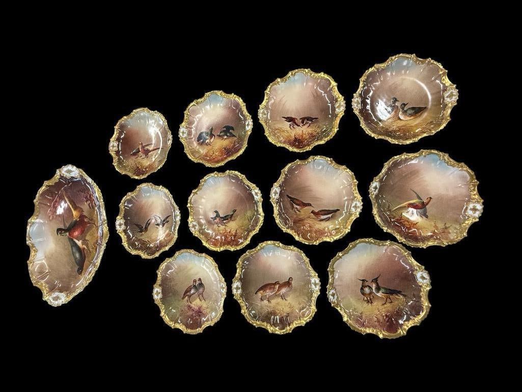 Limoges Hand Painted Bird Plates and Platter (1 of 12)