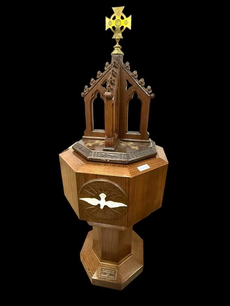 Oak Holy Water / Baptismal Font (1 of 8)