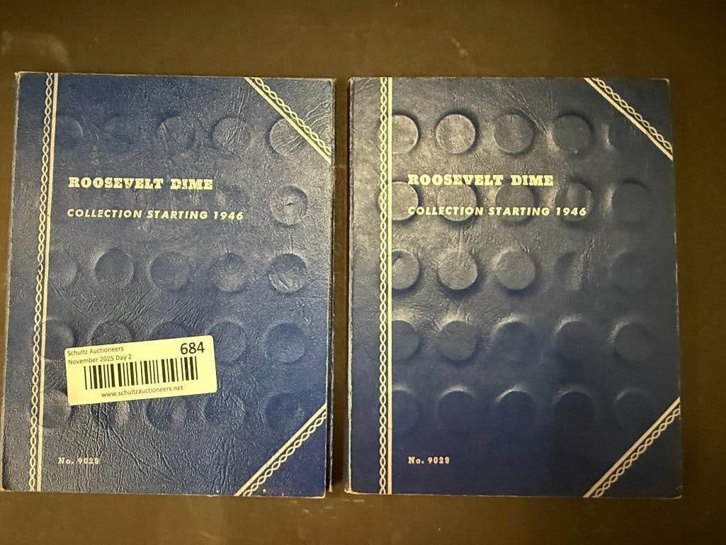 U.S. Silver Roosevelt Dimes: U.S. Silver Roosevelt Dimes in Whitman books. Approx. 102 pieces.
