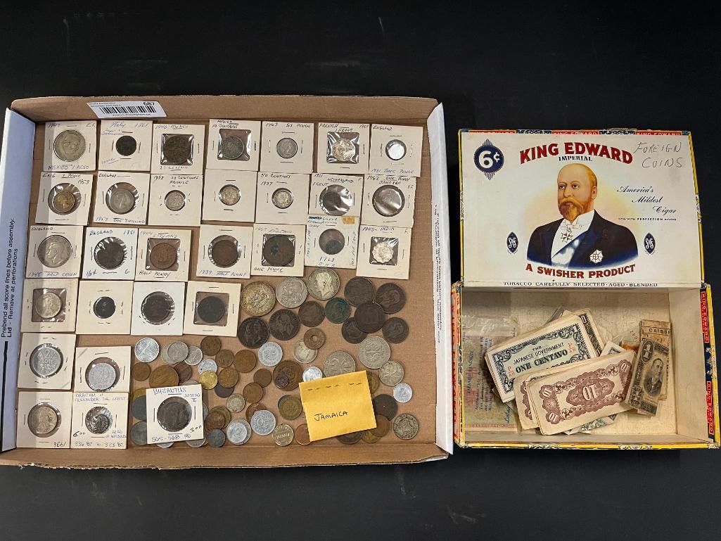 Group of World Coins: Group of World Coins, including: Japanese Government Centavos, England, France, Mexico, Byzantine, India and more.