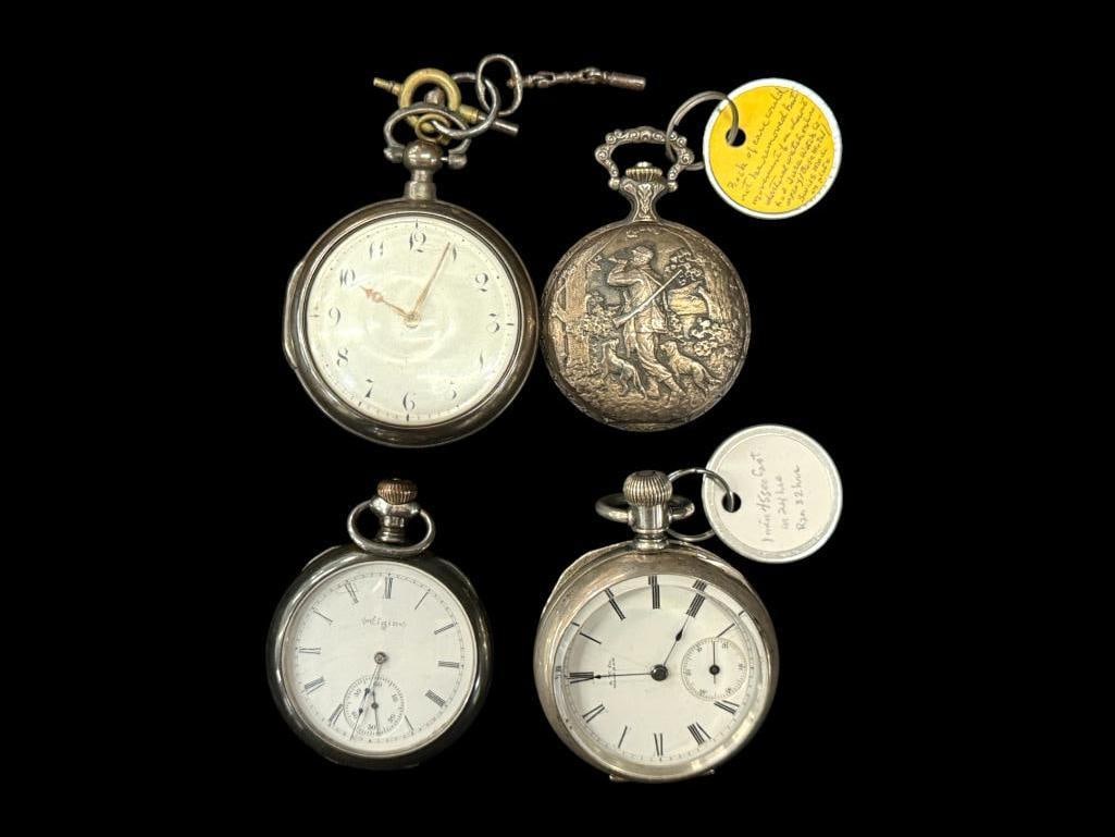 4 Pocket Watches: 4 Pocket Watches by Waltham, Elgin, Sears and more.