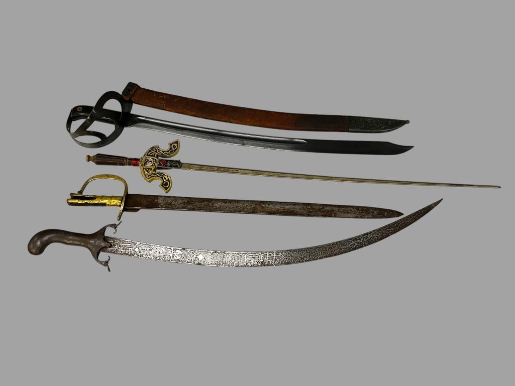 4 Decorative Swords: 4 Decorative Swords. Longest approx. 34 inches.